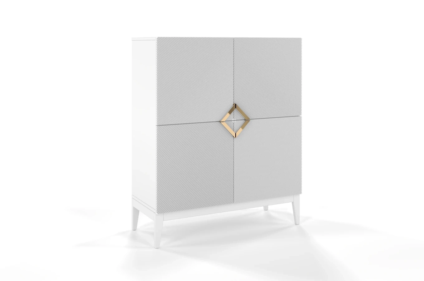 Holzkommode Visby Demi High / 100 Cm / Weiß + weiße Beine
