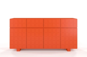 Skandica Cubo Long Kommode 3D mit dekorierter Front / 4 Schubladen / 4 Türen / 169 Cm / Orange