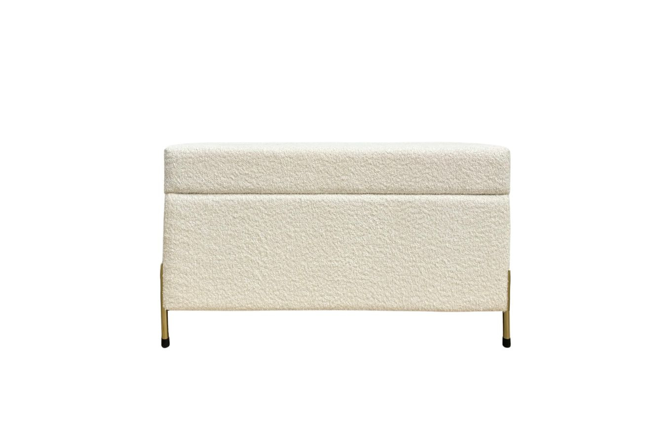 Dancan Borgo Polsterbank Mit Stauraum / Sitztruhe Mit Goldenen Beinen / Fussbank / 80 Cm / Boucle-Stoff creme