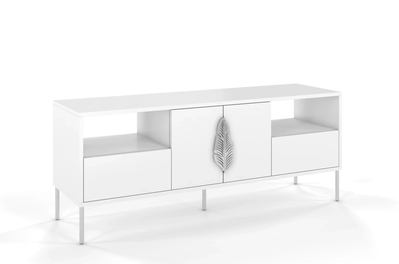 Skandica Merlin Tv-Schrank Mit Silbernen Details / 138 Cm / Weiß