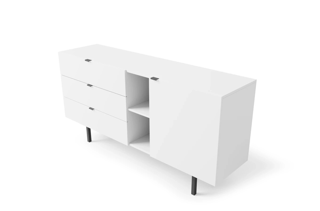 Skandica Myway Moderne Kommode mit Schubladen / Minimalistische Kommode auf Metallbeinen / 160 Cm / Weiß