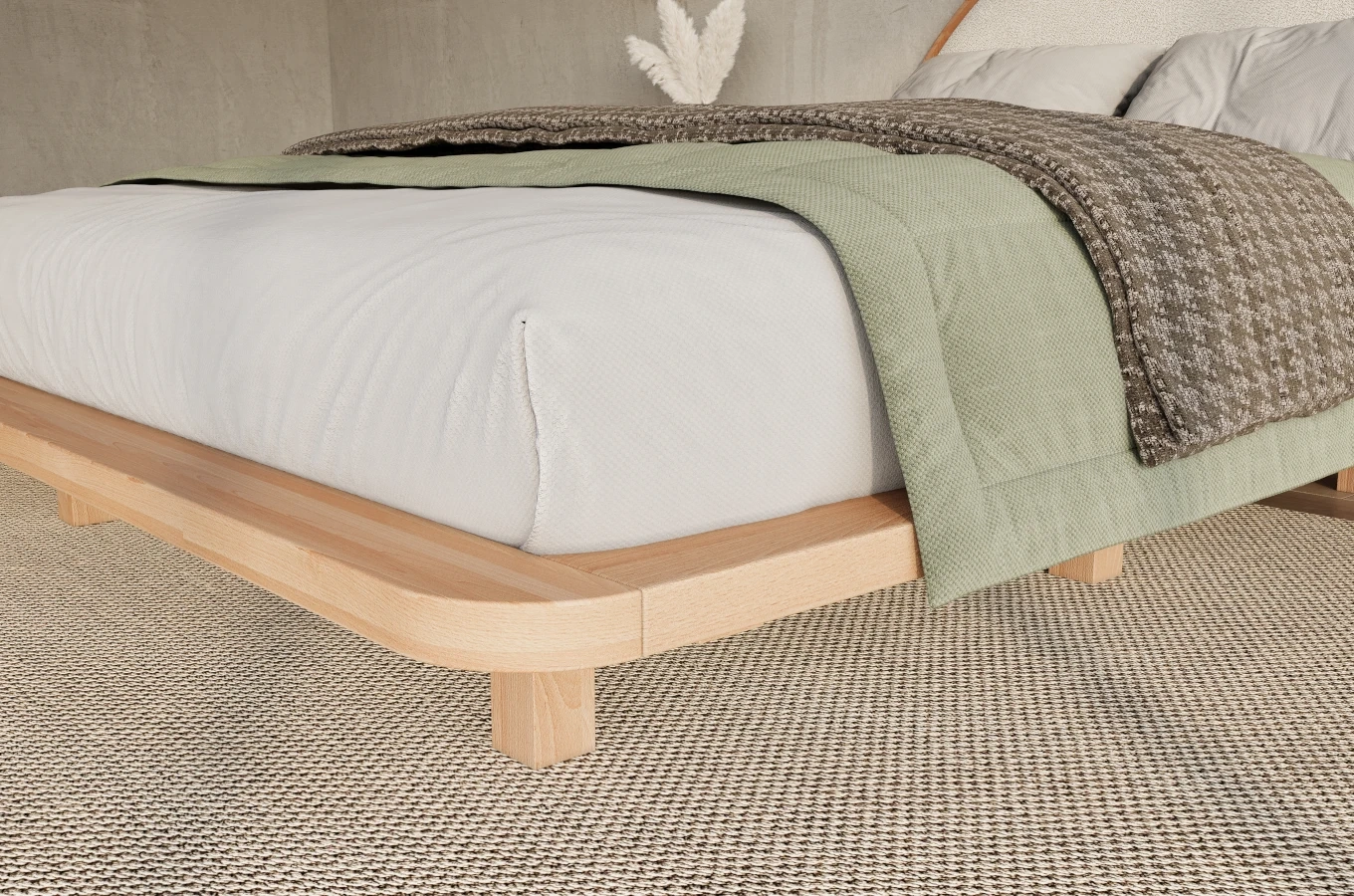 Schwebebett aus Buchenholz im Japandi-Stil Visby MOMOKO