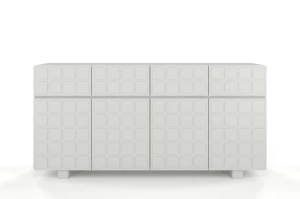 Skandica Cubo Long Kommode 3D mit dekorierter Front / 4 Schubladen / 4 Türen / 169 Cm / Milchgrau