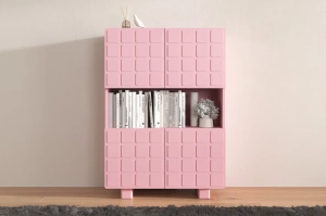 Skandica Cubo High Kommode 3D mit dekoriert Front / 4 Türen / 85 x 120 Cm / Puderrosa