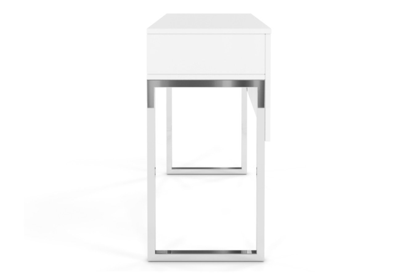 Dancan Eva Moderne Schminktisch / Kosmetiktisch / Schreibtisch Auf Silbernen Beinen / Hochglanz / 1 Schublade / 80 Cm / Weiß