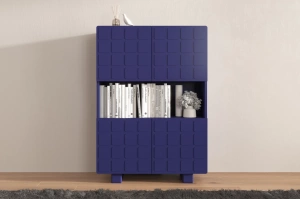 Skandica Cubo High Kommode 3D mit dekoriert Front / 4 Türen / 85 x 120 Cm / Marineblau