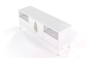 Skandica Merlin Tv-Schrank Mit Goldenen Details / 138 Cm / Weiß