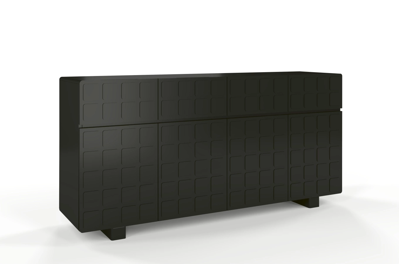 Skandica Cubo Long Kommode 3D mit dekorierter Front / 4 Schubladen / 4 Türen / 169 Cm / Schwarz