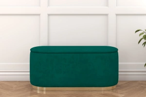 Dancan Scarlett ovaler pouf mit Stauraum / Sitzpuff mit Samtstoff bezogen / 110 Cm / Grün
