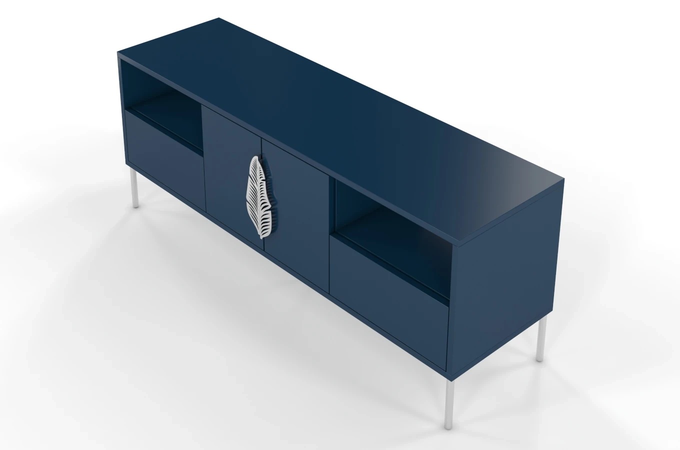 Skandica Merlin Tv-Schrank Mit Silbernen Details / 138 Cm / Marineblau