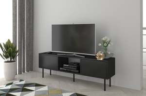 Dancan Mirka Minimalistische Tv-Schrank Auf Metallbeinen / 130 Cm / Schwarz