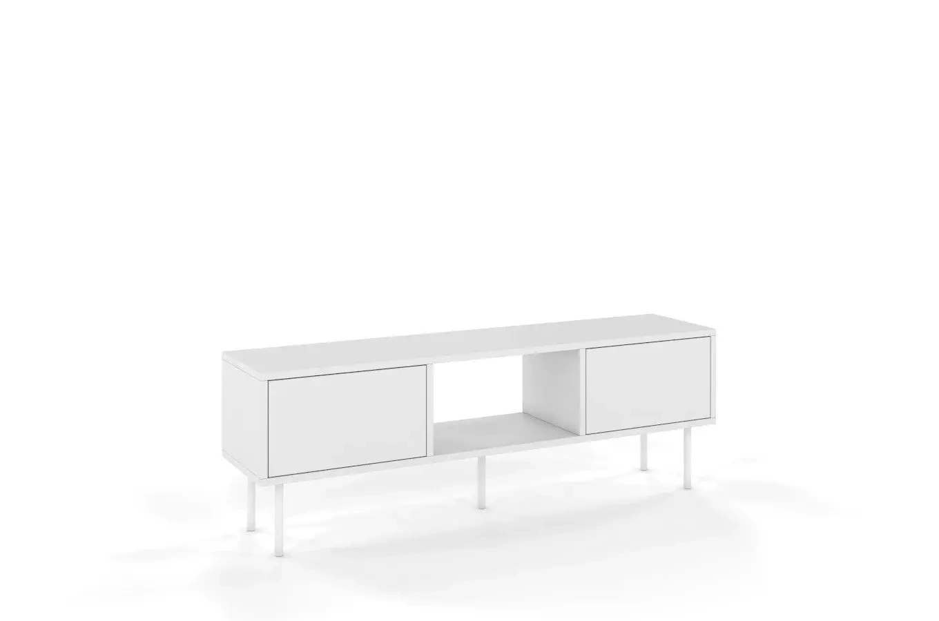 Dancan Mirka Minimalistische Tv-Schrank Auf Metallbeinen / 130 Cm / Weiß
