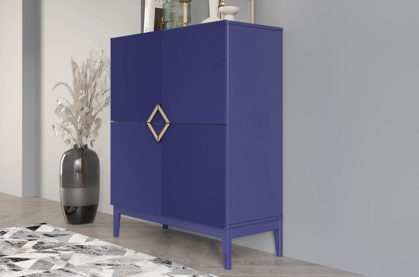 Holzkommode Visby Demi High / 100 Cm / Marineblau