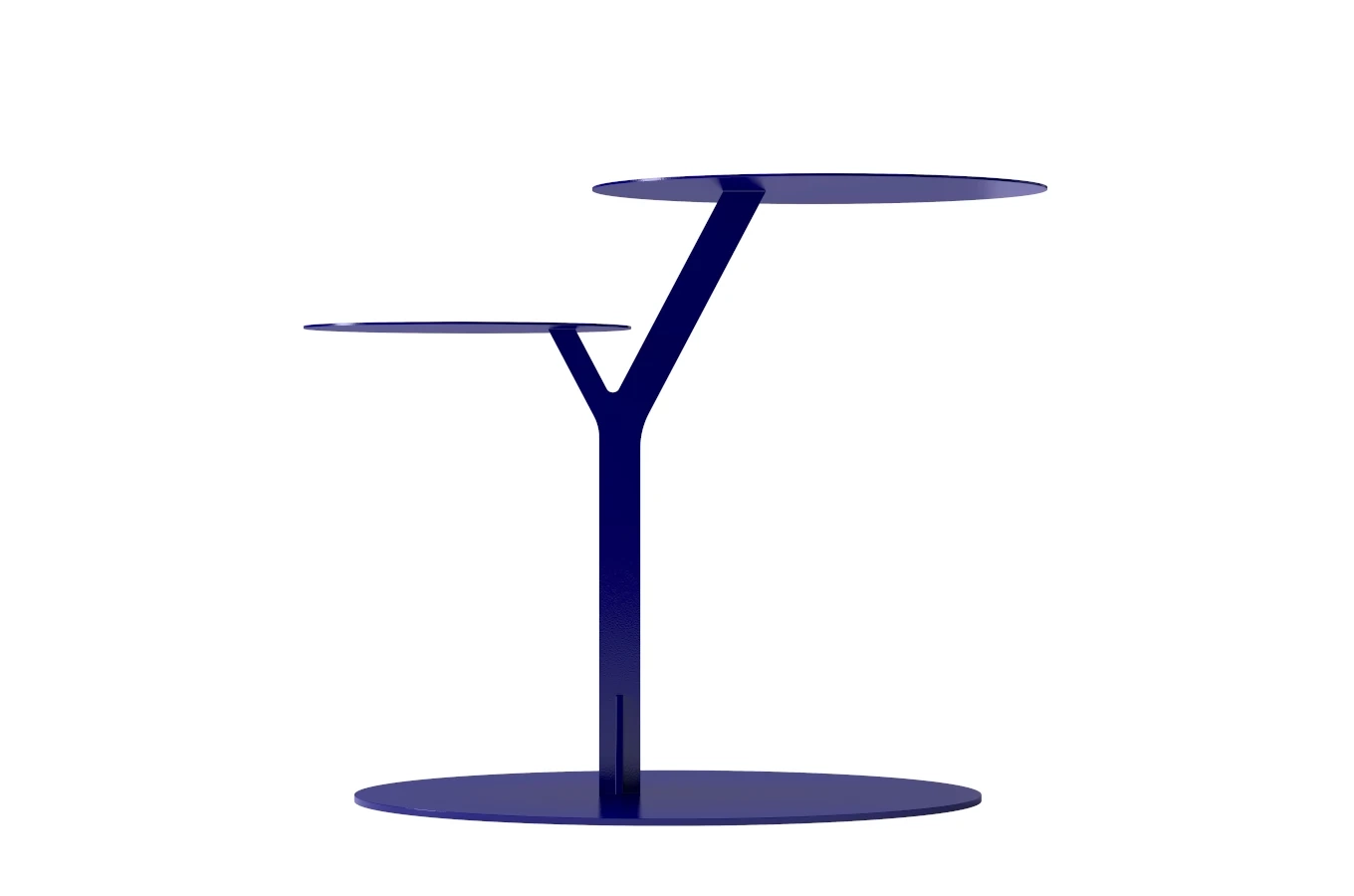 Eleganter Metall-Beistelltisch Kayani Iroko / Marineblau