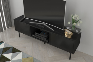 Dancan Mirka Minimalistische Tv-Schrank Auf Metallbeinen / 130 Cm / Schwarz