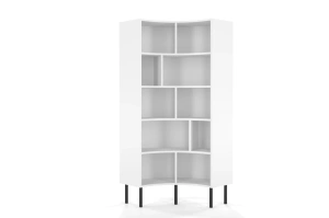 Skandica Horn Eckregal / Bücherregal / Hoches Regal In Bogenform / Mit Schwarzen Beinen / 10 Fächern / 80 Cm / Weiß