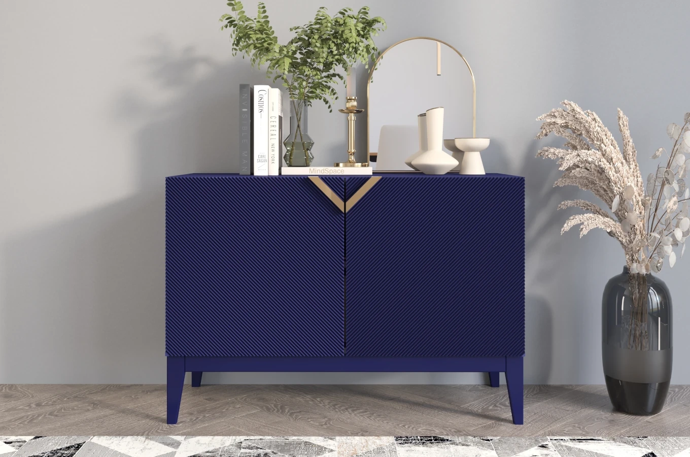 Holzkommode Visby Demi Long 2D / 100,5 Cm / Marineblau