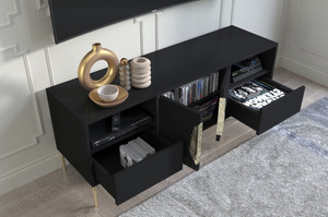 Skandica Merlin Tv-Schrank Mit Goldenen Details / 138 Cm / Schwarz