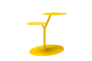 Eleganter Metall-Beistelltisch Kayani Iroko / Gelb