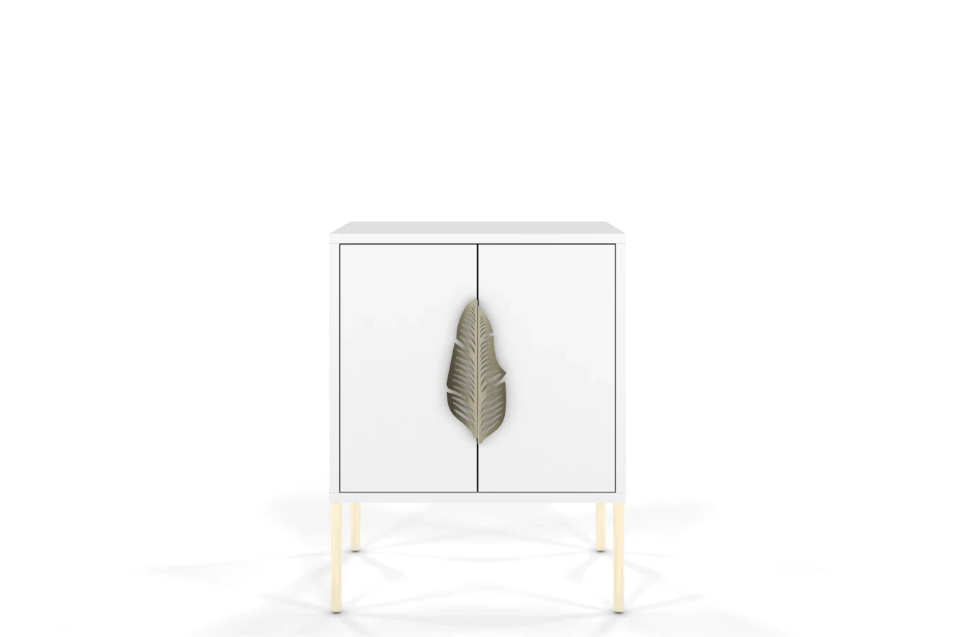 Skandica Merlin Nachttisch, Beistelltisch Mit Goldenen Details / 54 Cm / Weiß