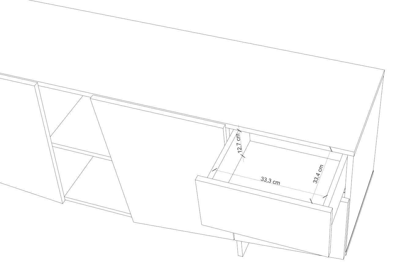 Skandica Wing Moderne Kommode mit Schubladen / Asymmetrische Fronten / 200 Cm / Schwarz-Grau