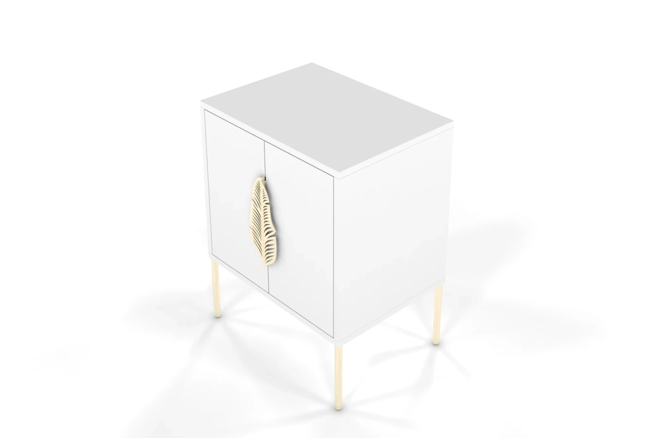 Skandica Merlin Nachttisch, Beistelltisch Mit Goldenen Details / 54 Cm / Weiß
