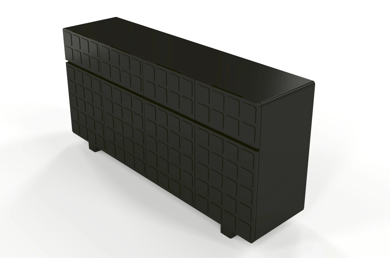 Skandica Cubo Long Kommode 3D mit dekorierter Front / 4 Schubladen / 4 Türen / 169 Cm / Schwarz