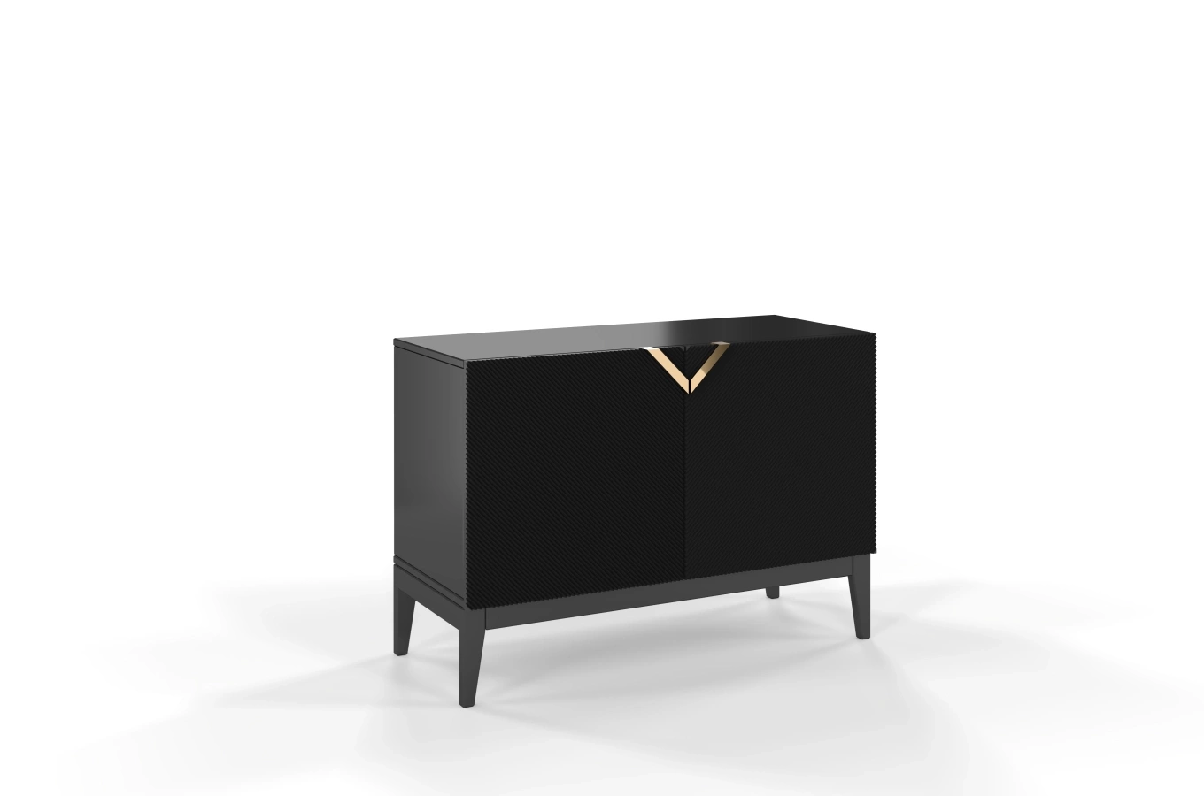 Holzkommode Visby Demi Long 2D / 100,5 Cm / Schwarz