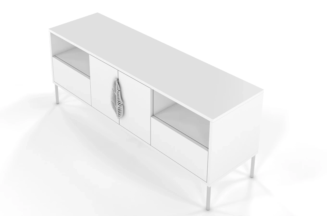 Skandica Merlin Tv-Schrank Mit Silbernen Details / 138 Cm / Weiß
