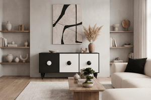 Moderne Kommode Dancan Paradis / 3 Fächer / 158 cm / Schwarz-Weiß