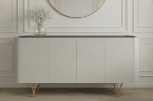 Moderne Kommode Dancan Monza / 160 cm / graue mit goldenen Beinen
