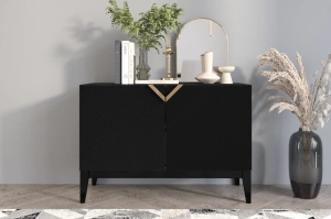 Holzkommode Visby Demi Long 2D / 100,5 Cm / Schwarz