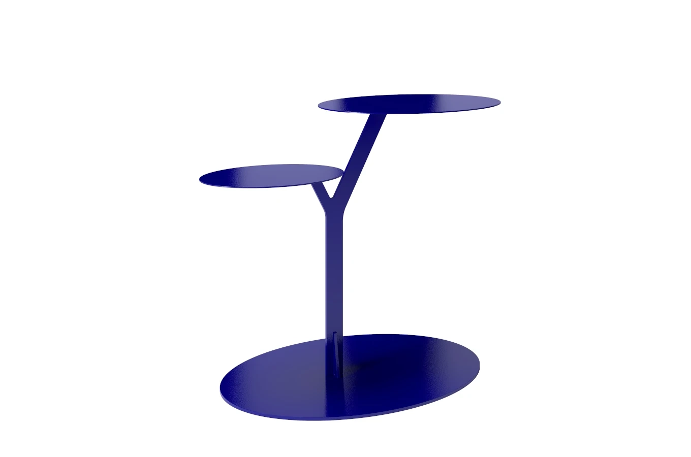 Eleganter Metall-Beistelltisch Kayani Iroko / Marineblau
