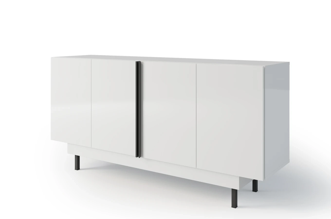 Dancan Artemisa Kommode Mit Goldenem Akzent / Hochglanz / 4 Türen / 163 Cm / Weiß
