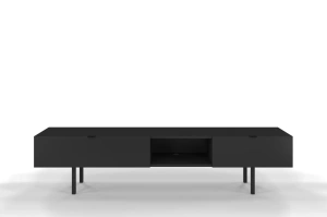 Skandica Myway Moderne TV-Schrank mit Schublade / Minimalistische TV-Schrank auf Metallbeinen / 180 Cm / Schwarz