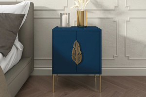 Skandica Merlin Nachttisch, Beistelltisch Mit Goldenen Details / 54 Cm / Marineblau