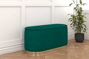 Dancan Scarlett ovaler pouf mit Stauraum / Sitzpuff mit Samtstoff bezogen / 110 Cm / Grün