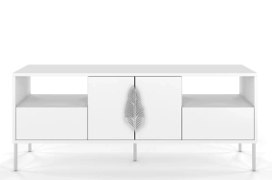 Skandica Merlin Tv-Schrank Mit Silbernen Details / 138 Cm / Weiß