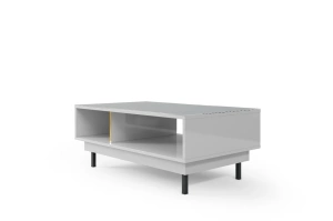 Dancan Artemisa Couchtisch Mit Goldenem Akzent / Hochglanz / 3 Fächern / 115 Cm / Weiß
