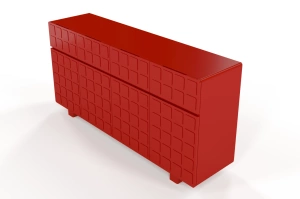 Skandica Cubo Long Kommode 3D mit dekorierter Front / 4 Schubladen / 4 Türen / 169 Cm / Rot