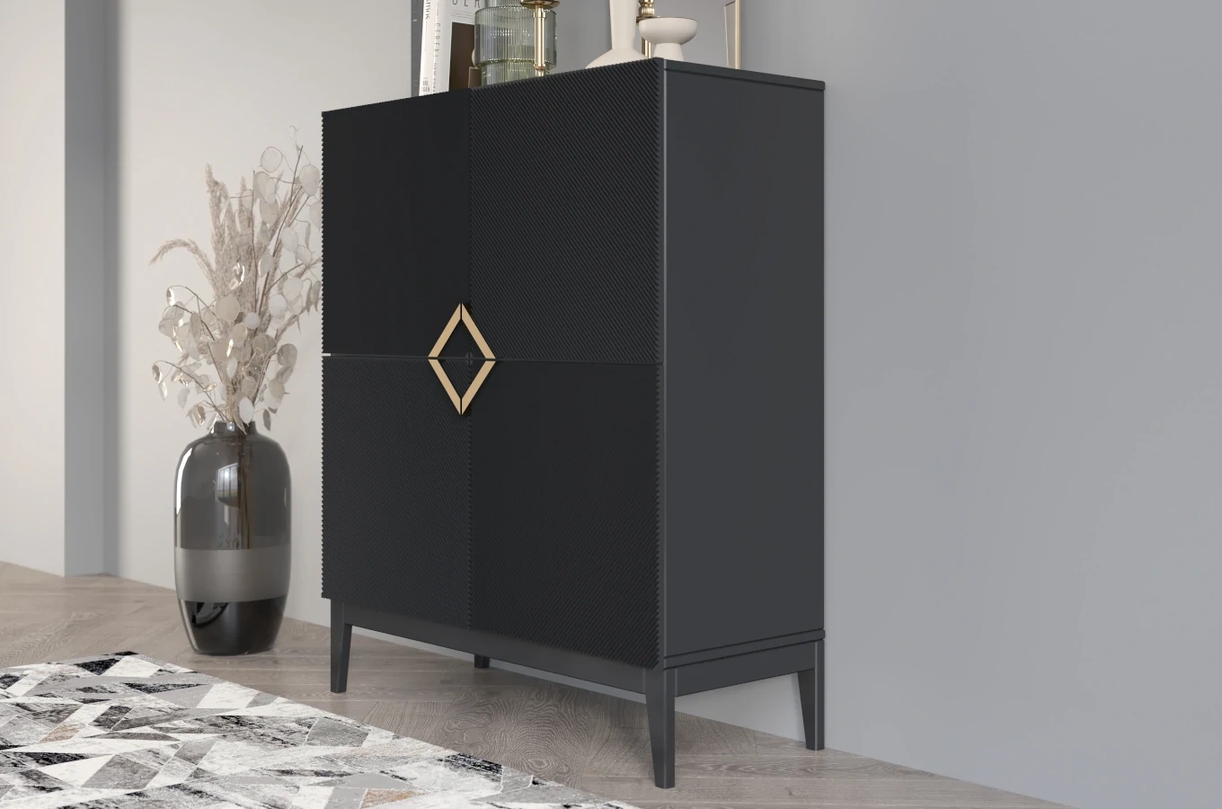 Holzkommode Visby Demi High / 100 Cm / Schwarz