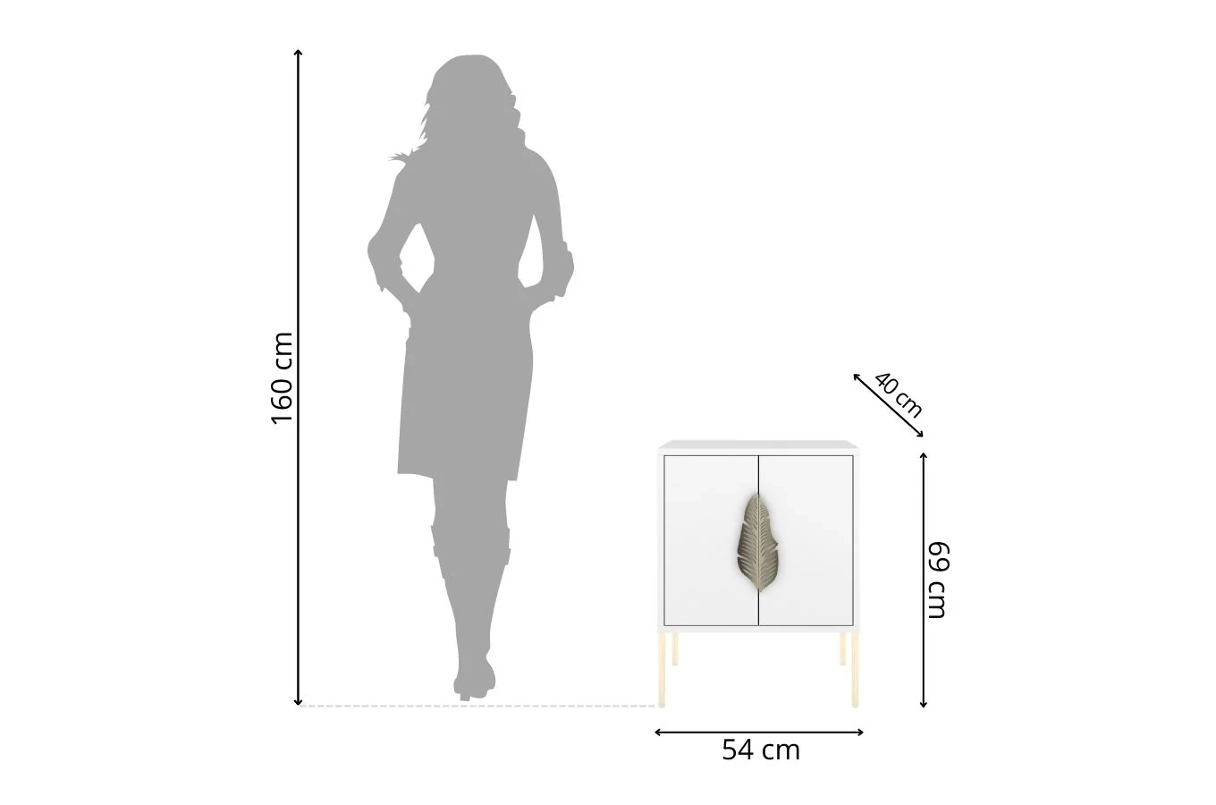 Skandica Merlin Nachttisch, Beistelltisch Mit Goldenen Details / 54 Cm / Weiß
