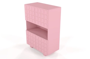 Skandica Cubo High Kommode 3D mit dekoriert Front / 4 Türen / 85 x 120 Cm / Puderrosa