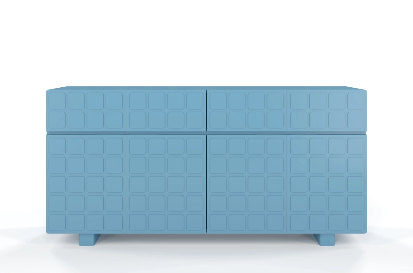 Skandica Cubo Long Kommode 3D mit dekorierter Front / 4 Schubladen / 4 Türen / 169 Cm / Pastellblau