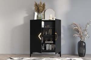 Holzkommode Visby Demi High / 100 Cm / Schwarz