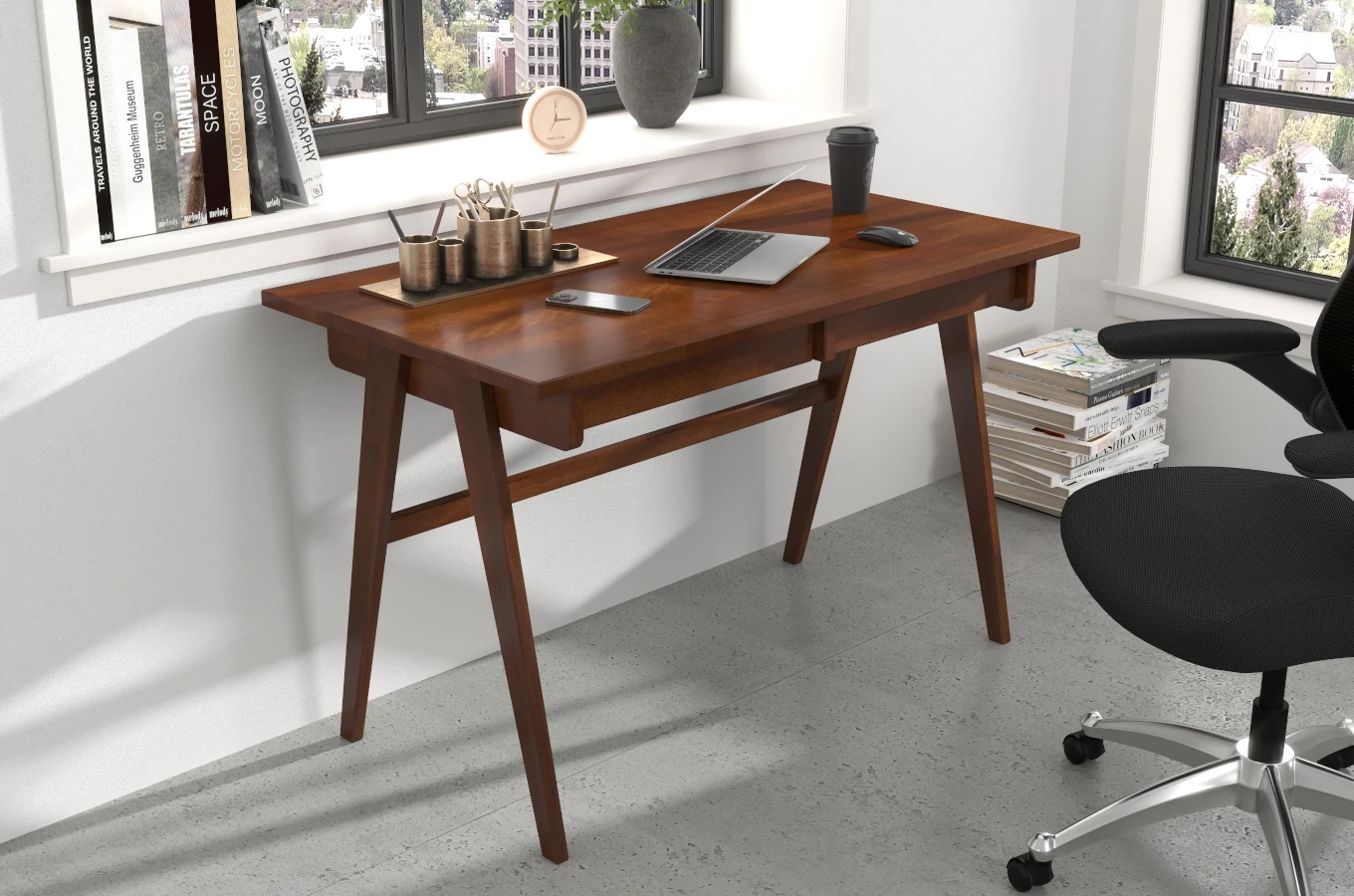 Schreibtisch / Schminktisch mit Schubladen aus Buchenholz Visby Edda / 120 x 65 cm