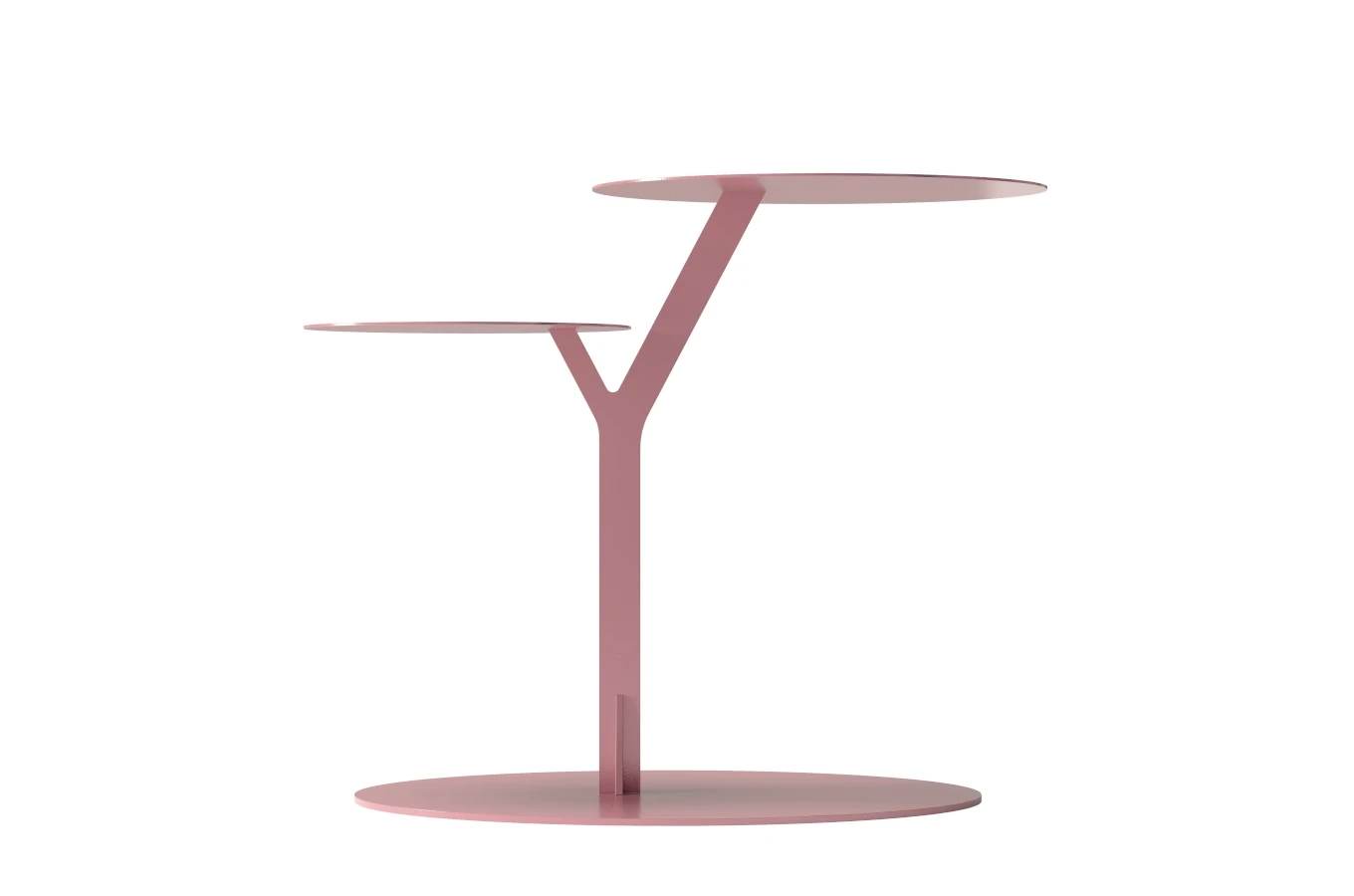 Eleganter Metall-Beistelltisch Kayani Iroko / Puderrosa