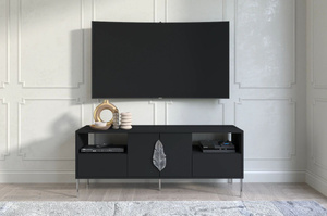 Skandica Merlin Tv-Schrank Mit Silbernen Details / 138 Cm / Schwarz
