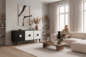 Moderne Kommode Dancan Paradis / 3 Fächer / 158 cm / Schwarz-Weiß