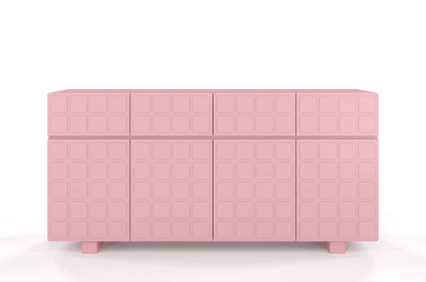 Skandica Cubo Long Kommode 3D mit dekorierter Front / 4 Schubladen / 4 Türen / 169 Cm / Puderrosa